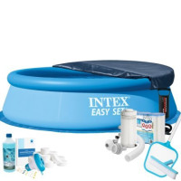 Надувной бассейн Max Intex 28120-10в1, 305 х 76 см (басейн, підстилка, насос, фільтр 2 006 л/год, картриджі, альгенікс, хлор таблетки, тент, сачок, щітка)
