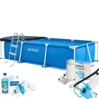 Каркасный бассейн MaxPro Intex 28272-10в1, 300 х 200 х 75 см (басейн, підстилка, драбина, фільтр 2 006 л/год, картриджі, альгенікс, хлор таблетки, тент, сачок, пилосос)