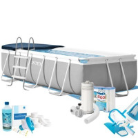 Каркасний басейн MaxPro Intex 26784-10в1, 300 × 175 × 80 см (басейн, підстилка, драбина, фільтр 3 785 л/год, картриджі, альгенікс, хлор таблетки, тент, сачок, пилосос)