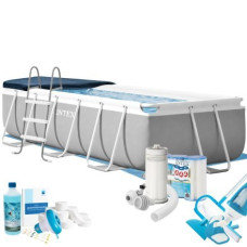 Каркасний басейн MaxPro Intex 26784-10в1, 300 × 175 × 80 см (басейн, підстилка, драбина, фільтр 3 785 л/год, картриджі, альгенікс, хлор таблетки, тент, сачок, пилосос)