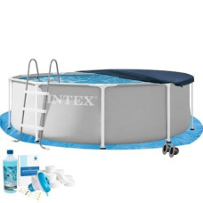 Каркасный бассейн Intex 26706-6в1, 305 х 99 см (басейн, підстилка, драбина, альгенікс, хлор таблетки, тент)