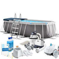 Каркасний басейн MaxPro Intex 26796-11в1, 503 x 274 x 122 см (басейн, підстилка, драбина, фільтр 5 700 л/год, пісок, хлоргенератор 7 г/год, сіль, альгенікс, пилосос, тент, скіммер)