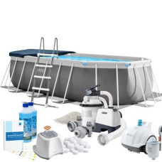 Каркасний басейн MaxPro Intex 26796-11в1, 503 x 274 x 122 см (басейн, підстилка, драбина, фільтр 5 700 л/год, пісок, хлоргенератор 7 г/год, сіль, альгенікс, пилосос, тент, скіммер)