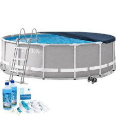 Каркасний басейн Intex 26724-6в1 457 х 107 см (басейн, підстилка, драбина, альгенікс, хлор таблетки, тент)