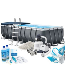 Каркасний басейн Max Intex 26356-10в1, 549 х 274 х 132 см (басейн, підстилка, драбина, фільтр 7 900 л/год, пісок, альгенікс, хлор таблетки, тент, скіммер, пилосос)