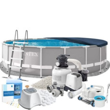 Каркасний басейн MaxPro Intex 26732-11в1 549 x 122 см (басейн, підстилка, драбина, фільтр 10 500 л/год, пісок, альгенікс, хлоргенератор 16 г/год, сіль, тент, скіммер, пилосос)
