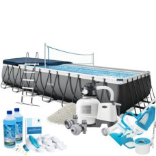 Каркасний басейн Max Intex 26368-11, 732 х 366 х 132 см (басейн, підстилка, драбина, фільтр 10 500 л/год, пісок, альгенікс, хлор таблетки, тент, скіммер, пилосос, волейбол)