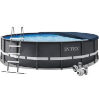 Каркасний басейн Intex 26334-4в1, 610 х 122 см (басейн, підстилка, драбина, тент)