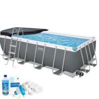 Каркасный бассейн Bestway 56671-6в1, 488 х 244 x 122 см (басейн, підстилка, драбина, альгенікс, хлор таблетки, тент)