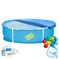 Каркасный бассейн Max Bestway 56283-8в1, 152 х 38 см, (басейн, підстилка, альгенікс, хлор таблетки, тент, сачок, щітка, кульки)