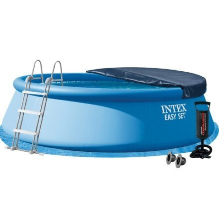 Надувний басейн Intex 26166-5в1, 457 х 107 см (басейн, підстилка, насос, драбина, тент)