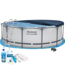 Каркасний басейн Bestway 56420-6в1, 366 х 122 см (басейн, підстилка, драбина, альгенікс, хлор таблетки, тент)