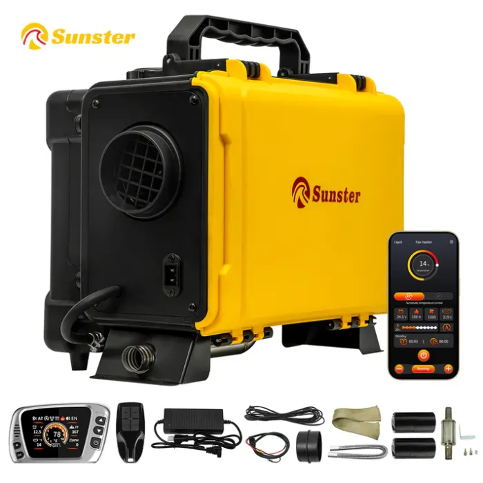 Дизельний повітряний нагрівач Sunster 8 кВт 12V/24V + 110–240V з Bluetooth та LCD для будинку, кемпінгу й авто (внутрішня циркуляція)