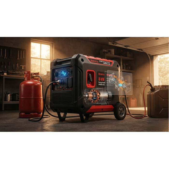 Инверторный генератор Brevia DUAL FUEL 8 кВт газ/бензин с электростартером, 230 В