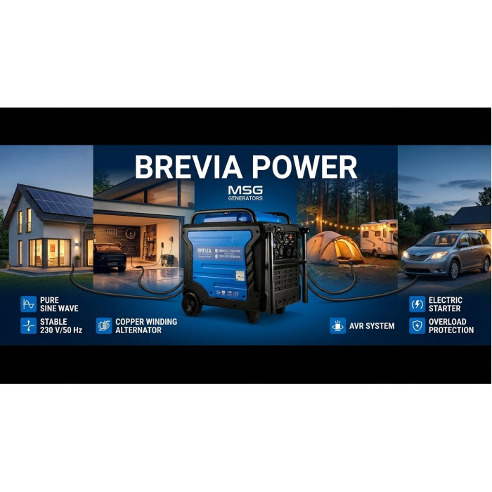 Инверторный генератор Brevia DUAL FUEL 8 кВт газ/бензин с электростартером, 230 В
