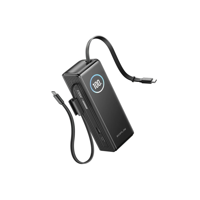 Павербанк EcoFlow RAPID Power Bank з кабелями 25000mAh чорний — фото
