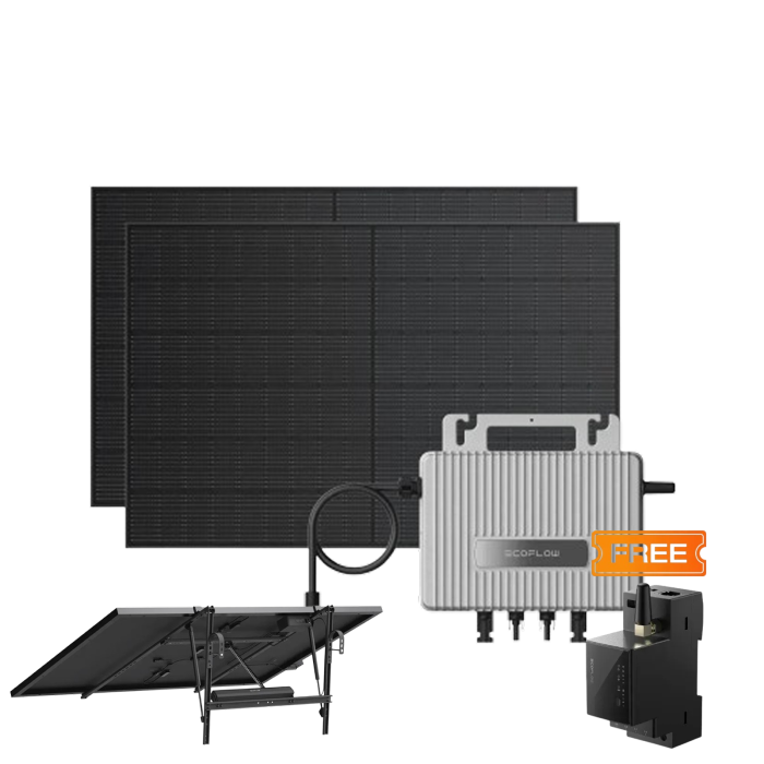 Комплект EcoFlow STREAM Microinverter/2*400W Rigid Solar Panel Combo/Розумний лічильник Smart Meter/2*Автоматичний сонячний трекер EcoFlow Single Axis Solar Tracker — фото