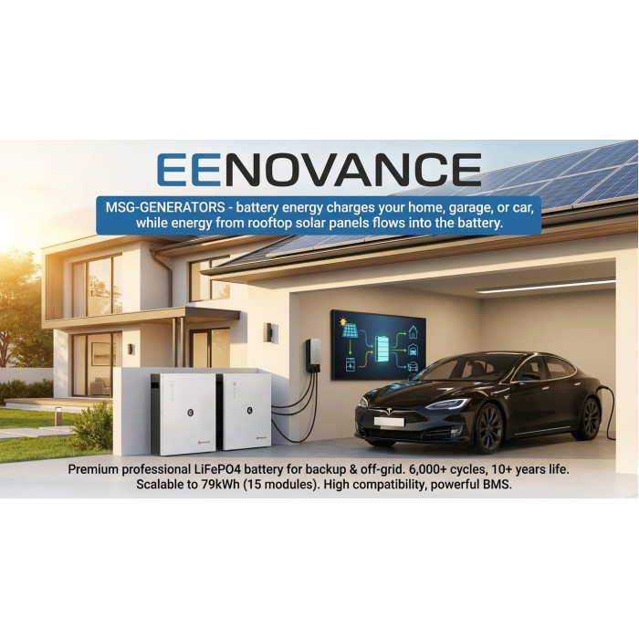Аккумулятор LiFePO4 Eenovance 5.3 кВт·ч 51.2В для дома, BMS, 6000 циклов, срок службы 10 лет, до 15 параллельно