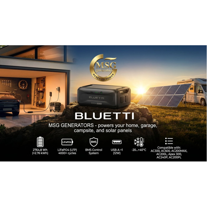Додаткова батарея BLUETTI B300K EU 2764,8 Вт·год LiFePO4 для AC300/AC500/AC200MAX/AC200L/Apex 300 — 4000+ циклів, BMS