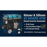Інверторний дизельний генератор Könner & Söhnen KS 9500iDE ATSR (10 кВт) — Чиста синусоїда, Електростарт та Підігрів