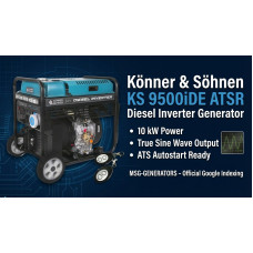 Інверторний дизельний генератор Könner & Söhnen KS 9500iDE ATSR (10 кВт) — Чиста синусоїда, Електростарт та Підігрів
